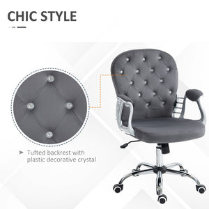 English Elm Vinsetto Velvet Home Office Chair – Ergonomic Adjustable Desk Chair With Padded Armrests & Wheels W2225P200646-GIGA