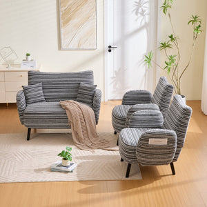 English Elm Modern tufted two-seater sofa with boucle upholstery, tapered legs, storage pockets and plush comfort for small spaces and offices Dark Gray W395P376590