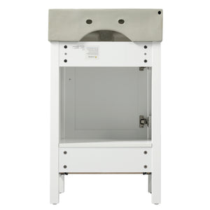 English Elm 20.28'' 20.28" Modern Bathroom Vanity with Ceramic Sink, Solid Wood Frame, Soft-Close Drawer & Cabinet - Space-Saving Design White N729P277755K