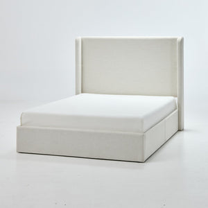 English Elm Caron Upholstered Wingback Bed - 52.3" Headboard, Minimalist Design, Textured Ivory Chenille, Easy Assembly B083P340881