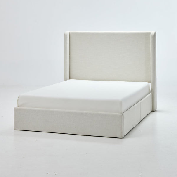 English Elm Caron Upholstered Wingback Bed - 52.3" Headboard, Minimalist Design, Textured Ivory Chenille, Easy Assembly B083P340881
