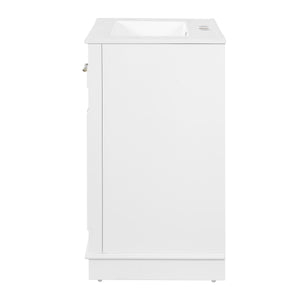 English Elm 24" Matte Single Sink Vanity Solid Poplar Frame Gold Hardware Soft Close Cabinet White N710P389449K