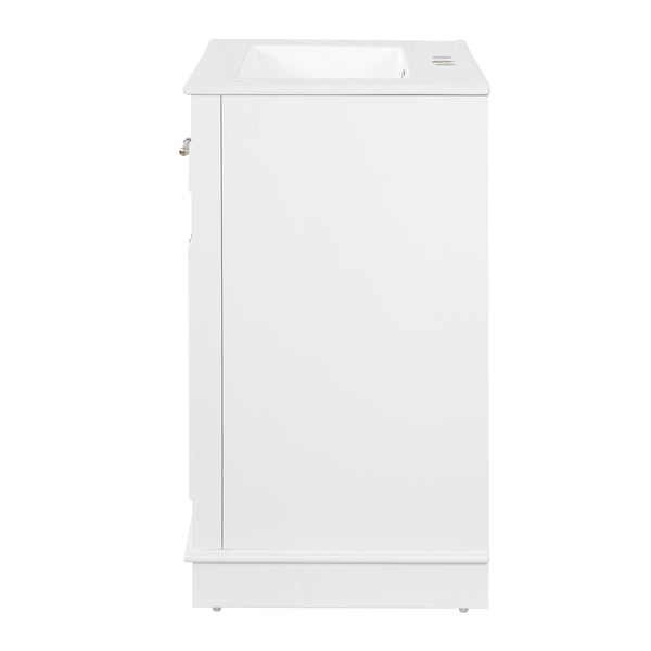 English Elm 24" Matte Single Sink Vanity Solid Poplar Frame Gold Hardware Soft Close Cabinet White N710P389449K