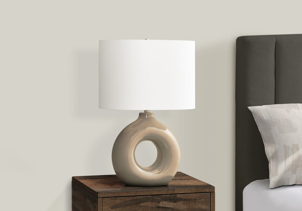 English Elm Lighting, Donut Ceramic Base Table Lamp with Ivory Oval Shade for Modern Interiors B2710P461818