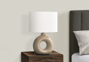 English Elm Lighting, Donut Ceramic Base Table Lamp with Ivory Oval Shade for Modern Interiors B2710P461818