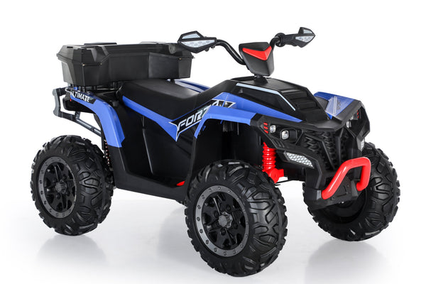 English Elm Kids Electric Atv Two Seat 24v Four Wheel Drive Ride on with Spring Suspension Eva Tires Blue W1620P271402