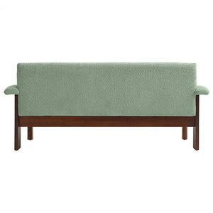 English Elm Modern Berber Fleece 2 Seat Loveseat Rubberwood Base Plush Armrest Couch for Apartments Green N763S000050F