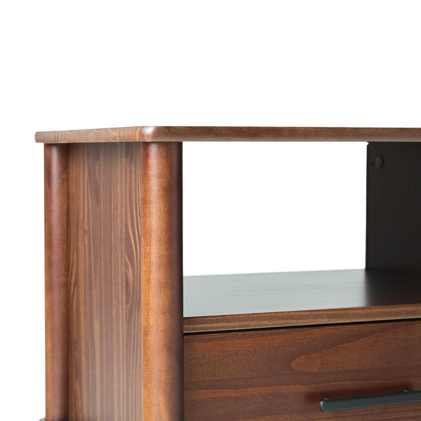 English Elm Walker Edison - Transitional Solid Pine Spindle Nightstand with Drawer and Open Cubby, Minimalist Handles, Low-Profile Walnut 26 L x 18.75 W x 5.5 H B185P168939