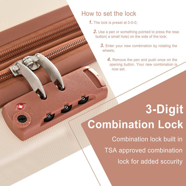 English Elm Hardshell Abs Checked Suitcase with 360 Spinner Wheels Expandable Tsa Lock 28 Inch Brown+White N730P296747O