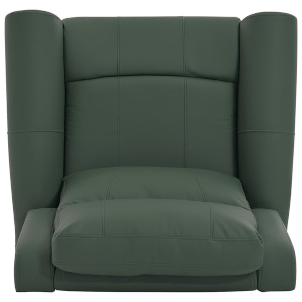 English Elm Manual Swivel Rocker Recliner Pu Leather Chair with Massage Heating and Pocket Spring Support Green N763P363558F