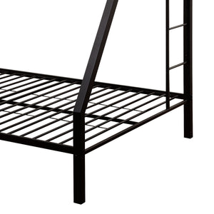 English Elm Sandy Sandy Black Twin XL/Queen Bunk Bed Stacked Metal Frame, Built-In Double Ladder & Guardrail B062S00469