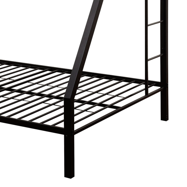 English Elm Sandy Sandy Black Twin XL/Queen Bunk Bed Stacked Metal Frame, Built-In Double Ladder & Guardrail B062S00469