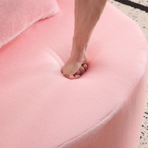 English Elm Queen Foldable Sofa Bed with Plush Chenille Cover, High-Density Foam Convertible Futon for Living Room Guest Room Bedroom Pink W1829P348205