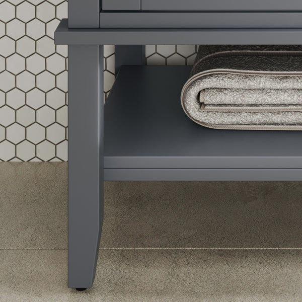 English Elm Christopher Knight Home® - 36" Bathroom Vanity with Ceramic Sink, Solid Wood Legs, Waterproof Finish, Soft-Close Hinges, Open Shelf, Silver Knobs Gray N817P286249G