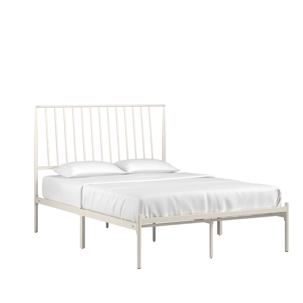 Homelegance By Top-Line Dante Metal Platform Bed with Curved Metal Headboard White Metal