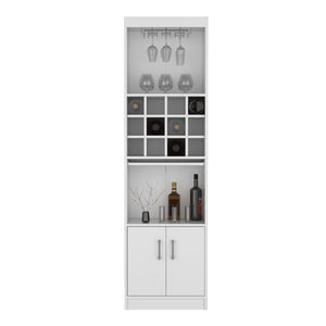 English Elm Pisek Elegant 5-Tier Bar Cabinet with 12 Bottle Cubbies & 5 Shelves — Tall Freestanding Wine Storage45 White 42.1 L x 18.5 W x 9.44 H B097P199748