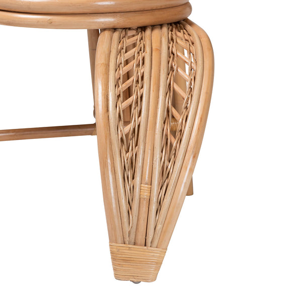English Elm Modern Rattan Openwork Leaf Accent Chair Bohemian Sculptural Seat for Living Room B2750P467688