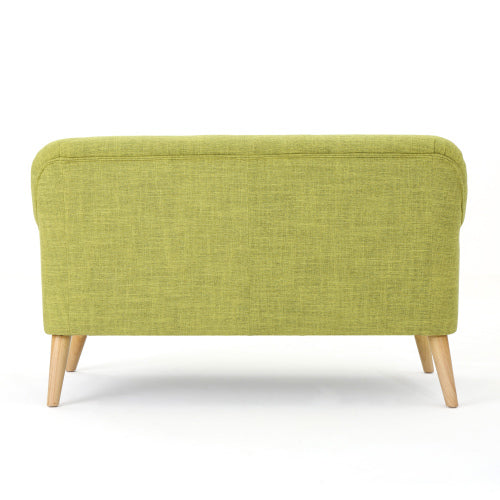 English Elm Christopher Knight Home® - Love mid-century two-seater loveseat with button-tufting, rolled arms, plush fabric and tapered legs Pale Green N771P202672L