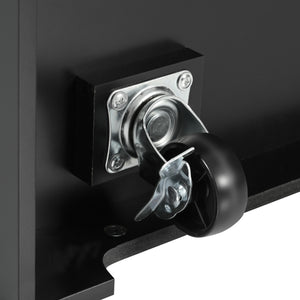 English Elm K&K Convertible 55.7" Folding Kitchen Island Cart with Power Outlet, Spice Rack, 5 Wheels, Multi-Use Black N707P186617B