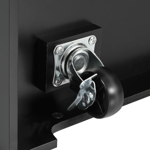 English Elm K&K Convertible 55.7" Folding Kitchen Island Cart with Power Outlet, Spice Rack, 5 Wheels, Multi-Use Black N707P186617B