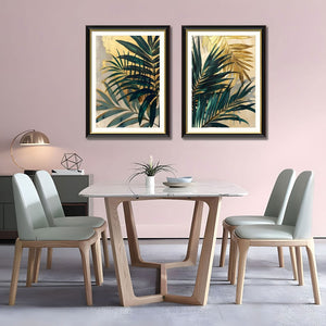 English Elm Set Of 2 Framed Tropical Palm Leaf Canvas Prints – Modern Botanical Wall Art For Any Room Decor T3976P383236-GIGA