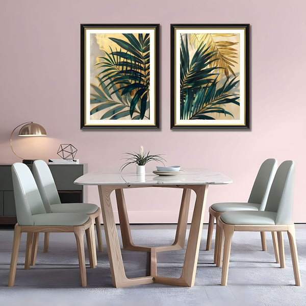 English Elm Set Of 2 Framed Tropical Palm Leaf Canvas Prints – Modern Botanical Wall Art For Any Room Decor T3976P383236-GIGA
