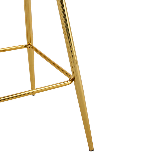 English Elm Modern White+Gold Upholstered Bar Chair with Metal Legs — Compact Water-Resistant PU Seating for Kitchen, Dining, Terrace (Easy Assembly) W1151P154368