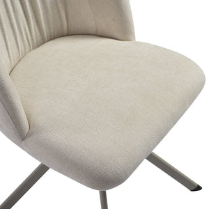 English Elm Hallie Swivel Upholstered Dining Chair Set Cream Fabric Ergonomic Curved Back for Two B2736P464807