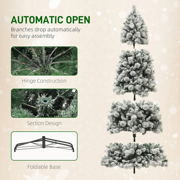 English Elm 9 Ft Flocked Fraser Fir Artificial Tree with 750 Warm White Lights Holiday Decor T3971S00075