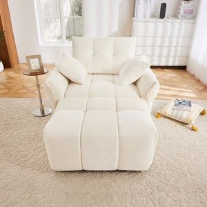 English Elm Ergonomic Chenille Lounge Chair with Ottoman Tufted Arms Modern Living Room Seat W714S01649