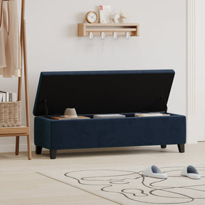 English Elm Indoor Tufted Upholstered Storage Bench with Lift Top Hidden Compartment for Entryway Dark Blue N779P396200D
