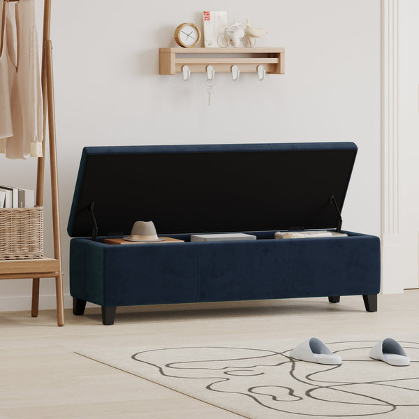 English Elm Indoor Tufted Upholstered Storage Bench with Lift Top Hidden Compartment for Entryway Dark Blue N779P396200D