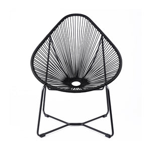 English Elm Lirren Steel Papasan Lounge Chair with Woven Rope Seat, Indoor/Outdoor Durable Design, No Assembly Required Black B2736P354306