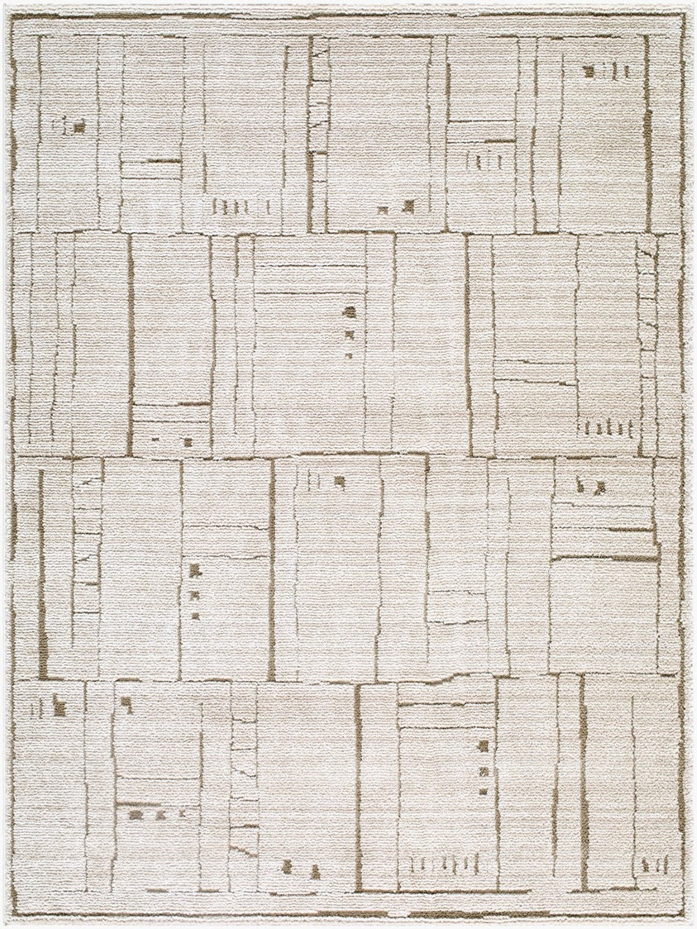 Livabliss Alma Machine Woven Polypropylene Geometric Rug for Modern Living and Dining Spaces Taupe, Dark Bro 5'3" x 7' EDAL2300-537