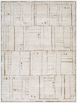 Livabliss Alma Machine Woven Polypropylene Geometric Rug for Modern Living and Dining Spaces Taupe, Dark Bro 5'3" x 7' EDAL2300-537