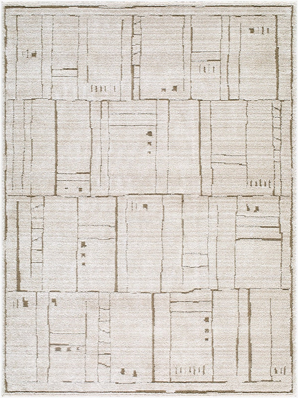 Livabliss Alma Machine Woven Polypropylene Geometric Rug for Modern Living and Dining Spaces Taupe, Dark Bro 5'3" x 7' EDAL2300-537