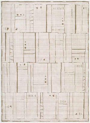 Livabliss Alma Machine Woven Polypropylene Geometric Rug for Modern Living and Dining Spaces Taupe, Dark Bro 6'7" x 9' EDAL2300-679