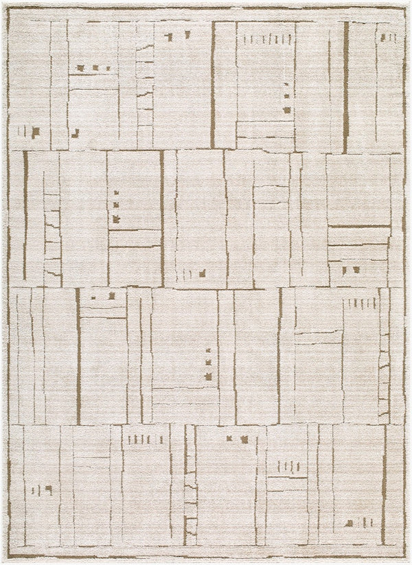 Livabliss Alma Machine Woven Polypropylene Geometric Rug for Modern Living and Dining Spaces Taupe, Dark Bro 6'7" x 9' EDAL2300-679