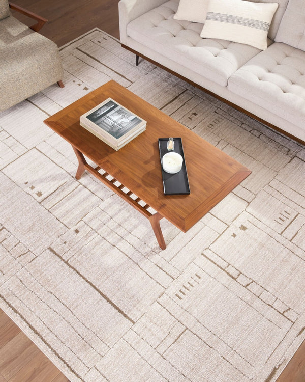 Livabliss Alma Machine Woven Polypropylene Geometric Rug for Modern Living and Dining Spaces Taupe, Dark Bro 7'10" x 10'2" EDAL2300-710102