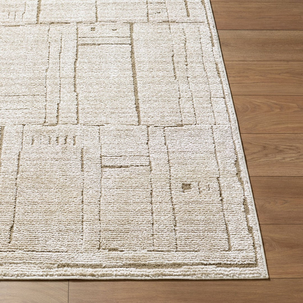Livabliss Alma Machine Woven Polypropylene Geometric Rug for Modern Living and Dining Spaces Taupe, Dark Bro 5'3" x 7' EDAL2300-537