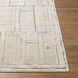 Livabliss Alma Machine Woven Polypropylene Geometric Rug for Modern Living and Dining Spaces Taupe, Dark Bro 7'10" x 10'2" EDAL2300-710102