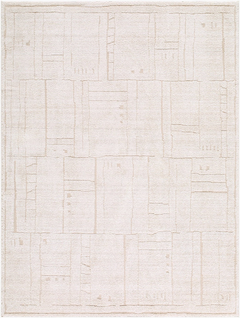 Livabliss Alma Turkish Woven Polypropylene Area Rug Modern Low Profile Living Room Floor Accent Ivory, Taupe 5'3" x 7' EDAL2301-537