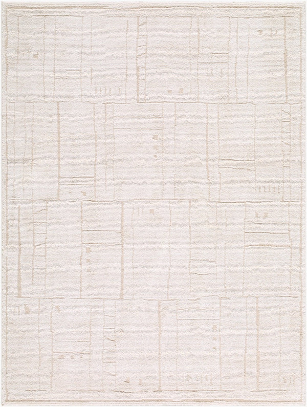 Livabliss Alma Turkish Woven Polypropylene Area Rug Modern Low Profile Living Room Floor Accent Ivory, Taupe 5'3" x 7' EDAL2301-537