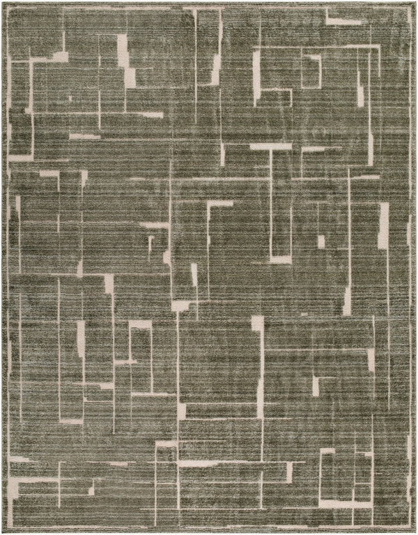 Livabliss Alma Machine Woven Polypropylene Area Rug Neutral Modern Style for Living Room Floors Olive, Medium B 7'10" x 10'2" EDAL2302-710102