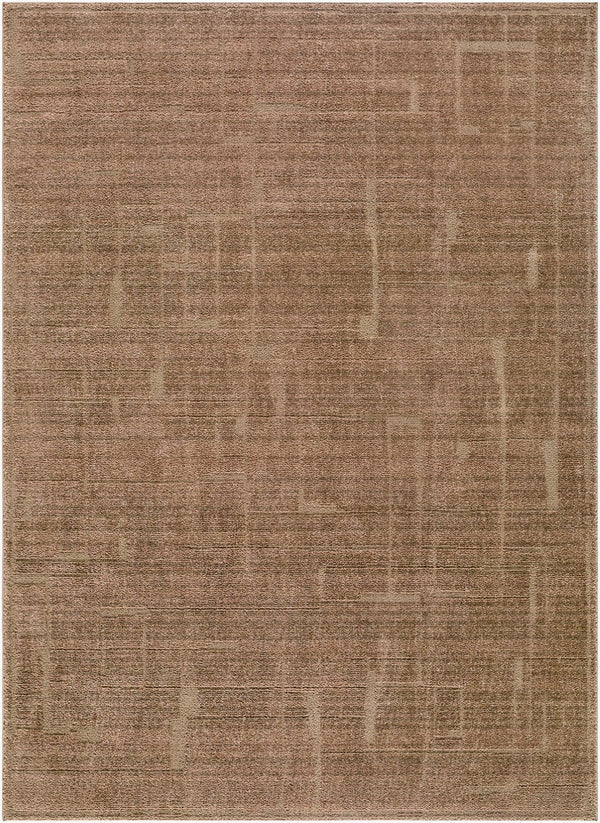 Livabliss Alma Geometric Polypropylene Area Rug Turkey Woven Low Pile Modern Living Room Floor Dark Brown 6'7" x 9' EDAL2306-679