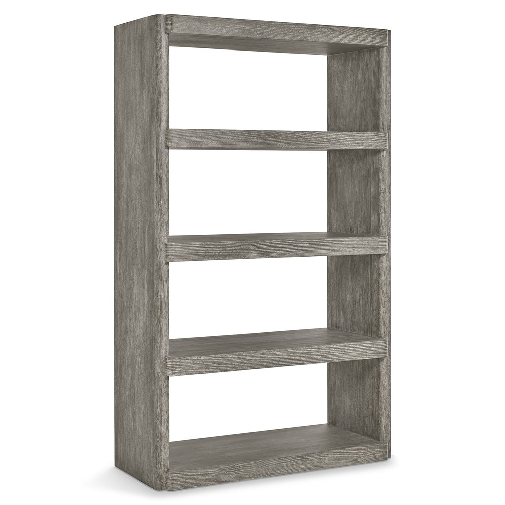 Bernhardt Bernhardt Monolith Etagere — Wire-Brushed Puma Oak Shelves, Rustic Modern Display Unit 46"X19"X76" 343812
