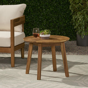 English Elm Christopher Knight Home® - Outdoor Acacia Wood Side Table — Round Teak Finish, Geometric Queen-Size Frame, Durable Patio Accent (22" x 22" x 18") 68627.00