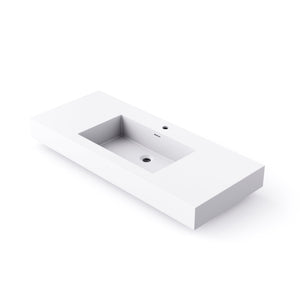 English Elm 47.2'' Wide Stone Resin Wall Mount Rectangular Basin Matte White Modern Bathroom Sink W1613P366783