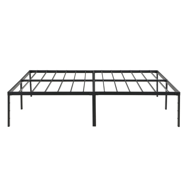 English Elm Queen Platform Bed Frame Heavy Duty Steel Slats Matte Black Modern Bedroom Base W2297P419870