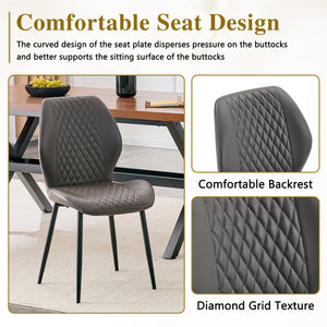 English Elm 4-piece Diamond Quilted Upholstered Dining Chair Set with Sleek Black Metal Legs Black,Dark Gray W1151P458005